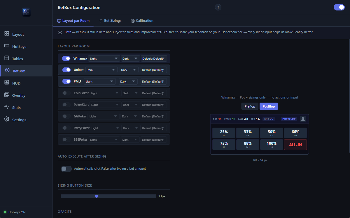 BetBox Configuration
