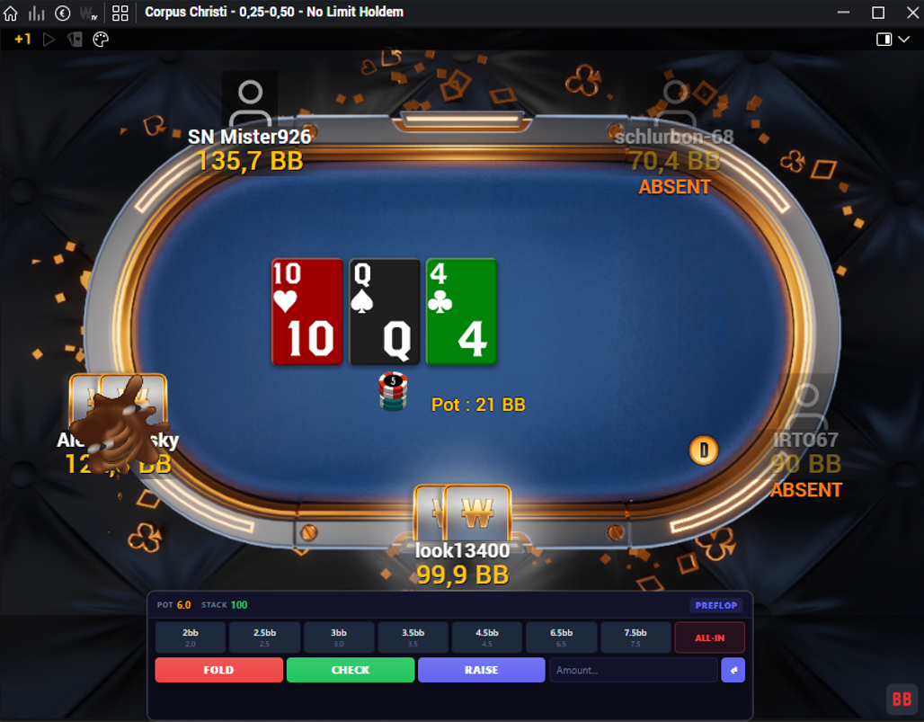 Winamax poker table with BetBox overlay